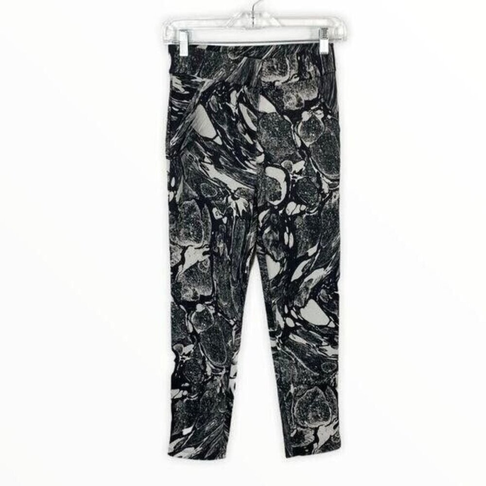 Jaspal XXS Pants Black Gray High Rise‎ Tapered Soft Stretchy Print